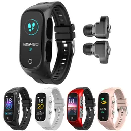 Inteligentny zegarek N8 z zestawami słuchawkowymi Bluetooth TWS Smartwatch sportowy Fitness Opaska na nadgarstek dla kobiet mężczyzn Bransoletka Odbierz połączenie z telefonu