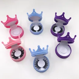 2021 Nya ankomster Eyelash Packaging Box Crown Lash Case Natural Long 3D Lashes Handgjorda Mink False Eyelashs