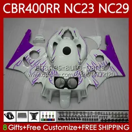 Fairings Kit för Honda CBR 400 RR CC 400CC NC23 Lila Flames 1988 1989 1990 1991 1992 1993 Body 65NO.87 CBR400RR CBR400 RR 88-99 NC29 CBR 400RR 88 89 90 91 92 93 OEM KODAYWORK