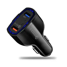 3 Ports Car Charger 3.5A USB QC3.0 PD Type-C USB-C Fast Charging for iPhone 12 11 Pro Max Xiaomi Samsung Quick Car Chargers Car Adapter