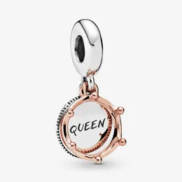 Ny ankomst 100% 925 Sterling Silver Queen Regal Crown Dangle Charm Fit Original European Charm Bracelet Mode Smycken Tillbehör