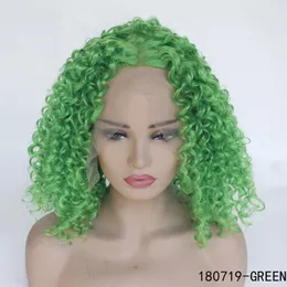 Colore verde Simulazione sintetica Parrucche frontali in pizzo per capelli umani 14 ~ 26 pollici Perruques de cheveux humains 180719-GREE