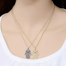 Design Luck Hamsa Hand Pendants Necklace Fatima Palm Statement Necklace collares Wholesale