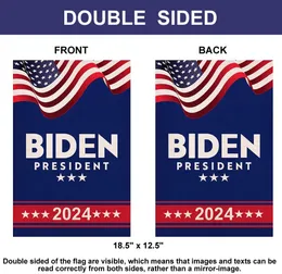 Amerykański prezydent Biden 2024 Flagi ogrodowe dwustronne 3 warstwy z blokiem tkaniny Sublimacja 30x45 cm 100D poliester