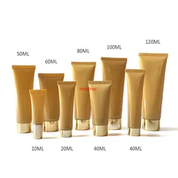 10ml 15ml 20ml 50ml 60ml 80ml 100ml Vuoto Oro Squeeze Bottiglia Contenitore cosmetico in plastica Crema Lozione Confezione Giallo Soft Tubespedizione gratuita