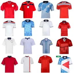 Retro Jersey Blue 1990 1994 1998 2002 World Cup Soccer Jerseys Zestawy Beckham Gascoigne Owen Gerrard Klasyczna koszula piłki nożnej