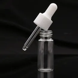 High quality Leak-proof 1ml 2ml 3ml 5ml clear glass serum bottle with white dropper lid,Food grade mini tester lab pharmaceutical glass vial freeship