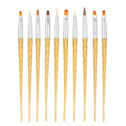 10pcs / set Nail Art Brush Kit Nail Art Tips Gel UV Builder Pennello Pittura Disegno Penna Pennello per Nail Art Design Strumenti per manicure W12030