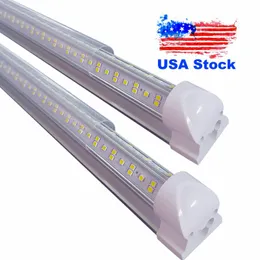 Estoque em EUA LED Tubes Integrados Integração em V Integração T8 Tube Iluminação Dupla Fila 2FT 3FT 4FT 5FT 6FT 8FT Frio Branco 6000-6500K