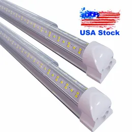 Stock negli Stati Uniti tubi integrati a led Integrazione a forma di V Illuminazione del tubo T8 Doppia fila 2ft 3ft 4ft 5ft 6ft 8ft Bianco freddo 6000-6500K