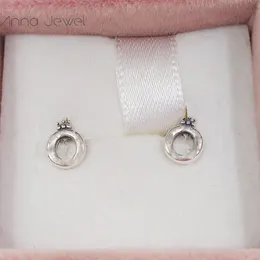 Autentico argento sterling 925 Pandora lucidato corona O orecchini di lusso per donna uomo ragazza regalo di compleanno di San Valentino 298295