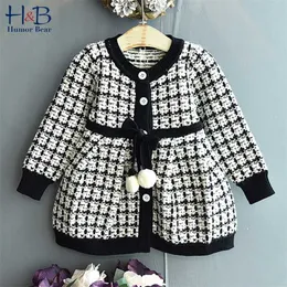 Humor Bear Fall Girls Autumn Dress-Style Topy 2022 Dziecko Dzianiny Dnia Koszula Baby Sweter Kids Clothing Plaid Dress 211224