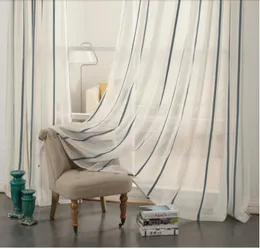 Versatile stripe window Curtain linen white light transmission Nordic wind customized modern personality ins curtains