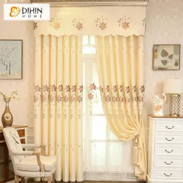 Curtain & Drapes Luxury European Valance Maple Embroidered Blackout Curtains Custom Made Window 1 Panel