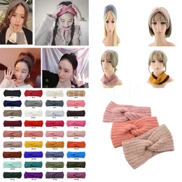 36 colors Knitted Crochet Headband Women Winter Sports Hairband Turban Yoga Head Band Ear Muffs Cap Headbands DB269