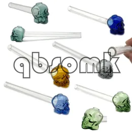 QBsomk Glass Oil Burner Pipes For Smoking 5.5 Inches Colorful Pyrex Skull Glass Oil Burner Water Hand Pipe Bongs Bubblers