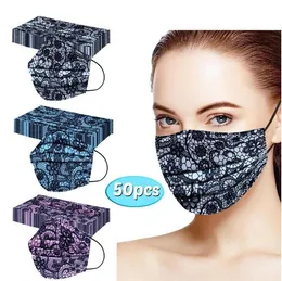 Designer Lace Disposable Face Masks Adult Masks Print Masks Mascarilla De Encaje Mascara Boca Protection Face Cover Color GD1120