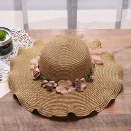 Travel Beach Flower Side Fashion Outdoor Summer Gift Sunscreen Wide Brim Sound Strail Women Hats MultiColor Sun Cap1