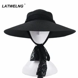 ins أزياء Big Brim Sun Hat for Women Lace Beach Hats قبعات الصيف UV القبعات بالجملة S1091 Y200602