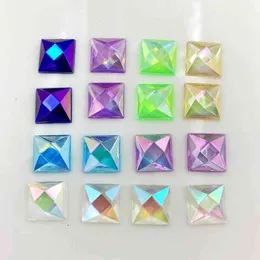 Whole 600pcs 10mm AB Square Rhinestone Applique Flatback Decoration Crystal Stones Non Sewing Strass Diamond -HE76