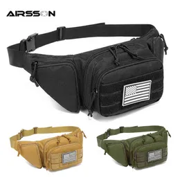 Outdoor Tactical Waist Bag Gun Holster Molle Military Combat Waist Fanny Pack Utility Nylon Shoulder Bag for Hunting Camping Y1227
