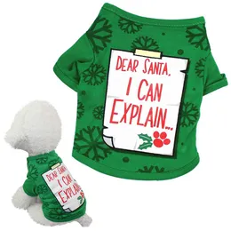 Christmas Dog Apparel Puppy Cat Pet Ubrania Kostium Litery Drukowane Zielona Koszulka