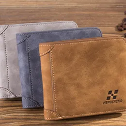 Wallets PU Leather Men's Wallet Short Trifold Coin Purse ID Holder Pouch Vintage Male Business Clutch Bag Brand Design1