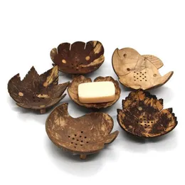 Creative Soap Dishes From Thailand Retro Wooden Bathroom Soap Coconut Shape Soap Dishes Holder Home Accessories Free