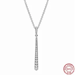100% 925 Sterling Silver 60cm Lång halsband för kvinnor Fina smycken med stenutsmyckad hänge Shine Like Star Trail Fln045 Q0531
