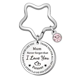 Mother's Day Gifts Keychains Never forget that I Love you Forever Stainless Steel Gifts Family Mom Gift Silver Color