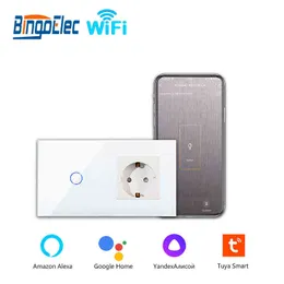 5PC Bingoelec WIFI light Switch With 16A Wall Socket 3G1W Switch And Socket SWITCH SENSOR APP Control Works For Alexa Smart Life W220314