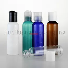 50 Stück 60 ml leere kleine Shampoo-Kunststoffbehälter mit Scheibenverschluss, Probe-Flüssigseife, Haustierflaschen-Pressdeckel, kosmetische Verpackung, gutes Paket