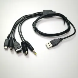 1,2m 5 i 1 USB Laddare Ström Laddning Kablar för NINTENDO NDSL / NDS NDSI XL 3DS / PSP / WII U GBA SP