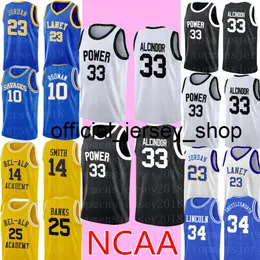NCAA 33 Lew Alcindor Jersey 33 Koleji Basketbol Forması Dikişli S S-XXL Siyah Beyaz