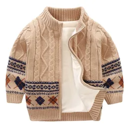 Baby Boys Tröjor Jackor Höst Vinter Nya Barntryck Stickade kappor Barnens pojkar Cardigan Coat Toddler Outwear 201128