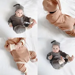 赤ちゃん服男の子女の子秋冬ジャンプスーツの赤ちゃんストライプ服HA服のレギンス3ピースセットZYY276