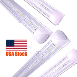 LED أنابيب 4ft 8ft 72W 144W الجانب المزدوج 4 صفوف الإضاءة أنبوب الإضاءة على شكل حرف V SMD2835 LED Shop Lights 6500K 3500K