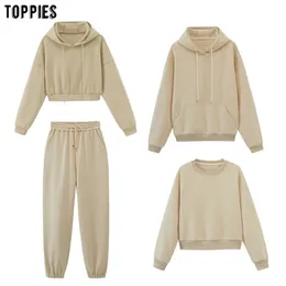 Toppies Womens Tracksuits Com Capuz Moletons Outono Inverno Velo Oversize Hoodies Colors Cor Sólida 201113