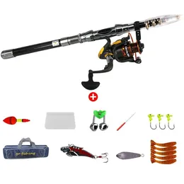 Asta e pesca combo in fibra di carbonio da pesca con rotazione Kit Fishingrod Kit per la rotazione per acqua dolce d'acqua salata