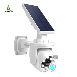 Solar Spotlight Simulation Surveillance Camera Solar Lights 18 LEDs PIR Motion Sensor 3 Modes for Garden Front Door Garage Security Light