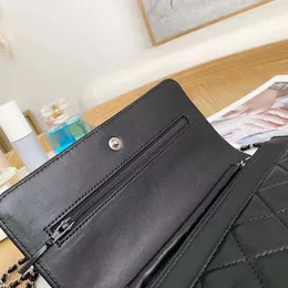 Portafoglio per borse da donna di alta qualità su catena numero di serie woc nero mini classico trapuntato con patta a tracolla borse da sera con scatola