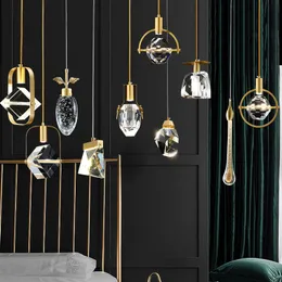 2021 Pendenti in cristallo nordico tutto rame per lampadari Lampada a sospensione decorativa da camera da letto a led creativa per sala da pranzo