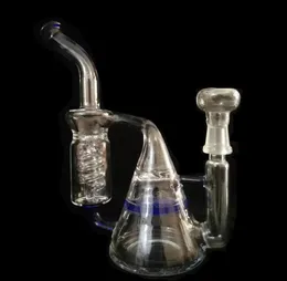 2021 smoking Water Pipes Double Recycler Honeycom to Turbine Prec Glass Hookahs Spiral Ice Catcher Oil Rigs 8" inch Tall Bubbler Beaker Bong