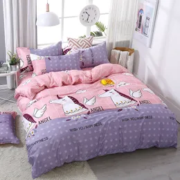 3/4 pcs / set rosa lila unicorn barn sängkläder uppsättning sängkläder sängkläder bomullsduket täcke set säng ark pillowcases hem textie y200417