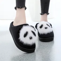 Bescone Stylowe Kobiety Kapcie Zimowe Ciepłe Panda Kształt Buty B5 Y201026
