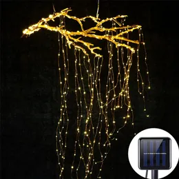 LED Fairy String Light winorośle Krzyżowlane Garland Home Boże Narodzenie Wedding Party Decoration Panel Słoneczny Ogród Ogród Oświetlenie Y201020