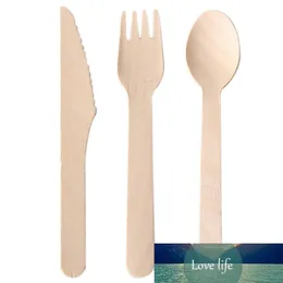 100Pcs Disposable Wooden Cutlery Sets Knife Spoons Fork Picnic Cutlery Wedding Favors Eco Friendly Portable Travel Suit