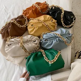 Fashion Big Chains Hobos Women Shoulder Bags Designer Pu Leather Small Day Clutches Purses Luxury Sold Color Cloud Bag Lady Sac C0308