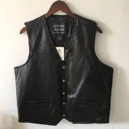 Motorcykel Leather Vest Herr ridning Vest medelålders och äldre Vindskyddad Sheepskin Ärmlös Jacka Man Waistcoat 201120