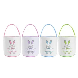 50 sztuk Cute Easter Bunny Bucket Płótno Jajko Hunting Torebka Wysokiej Jakości Wielkanoc Królik Kosz Dzieci Prezent Wielkanocny Dla Festiwal Dekoracji Dap438
